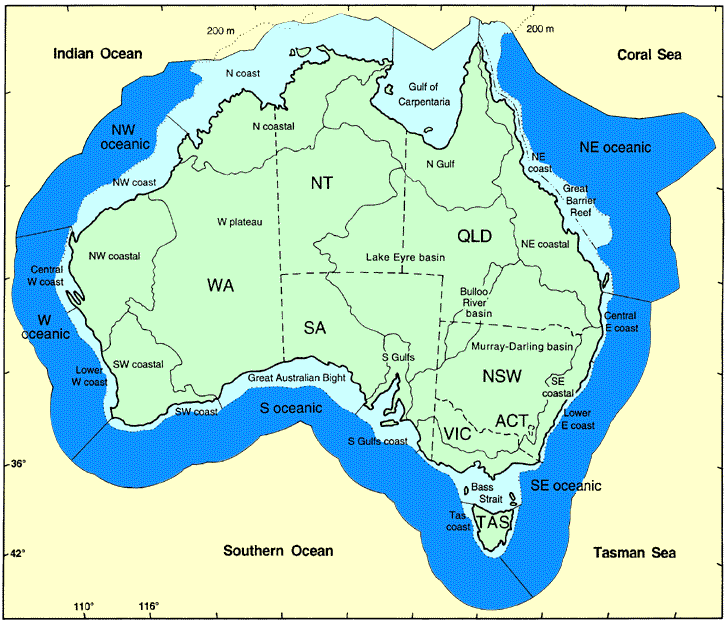 Map of Australian Political and Geographical Regions