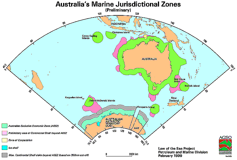 Map of Australian Marine Jurisdictional Zones